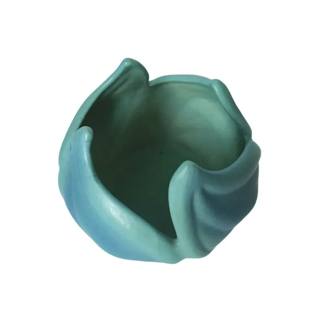 Van Briggle Ming Blue Lotus Leaf Vase Pottery Planter 1940 1950 1960 Swirl Flame